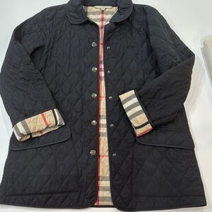 Burberry Black Quilted Jacket with Plaid Interior